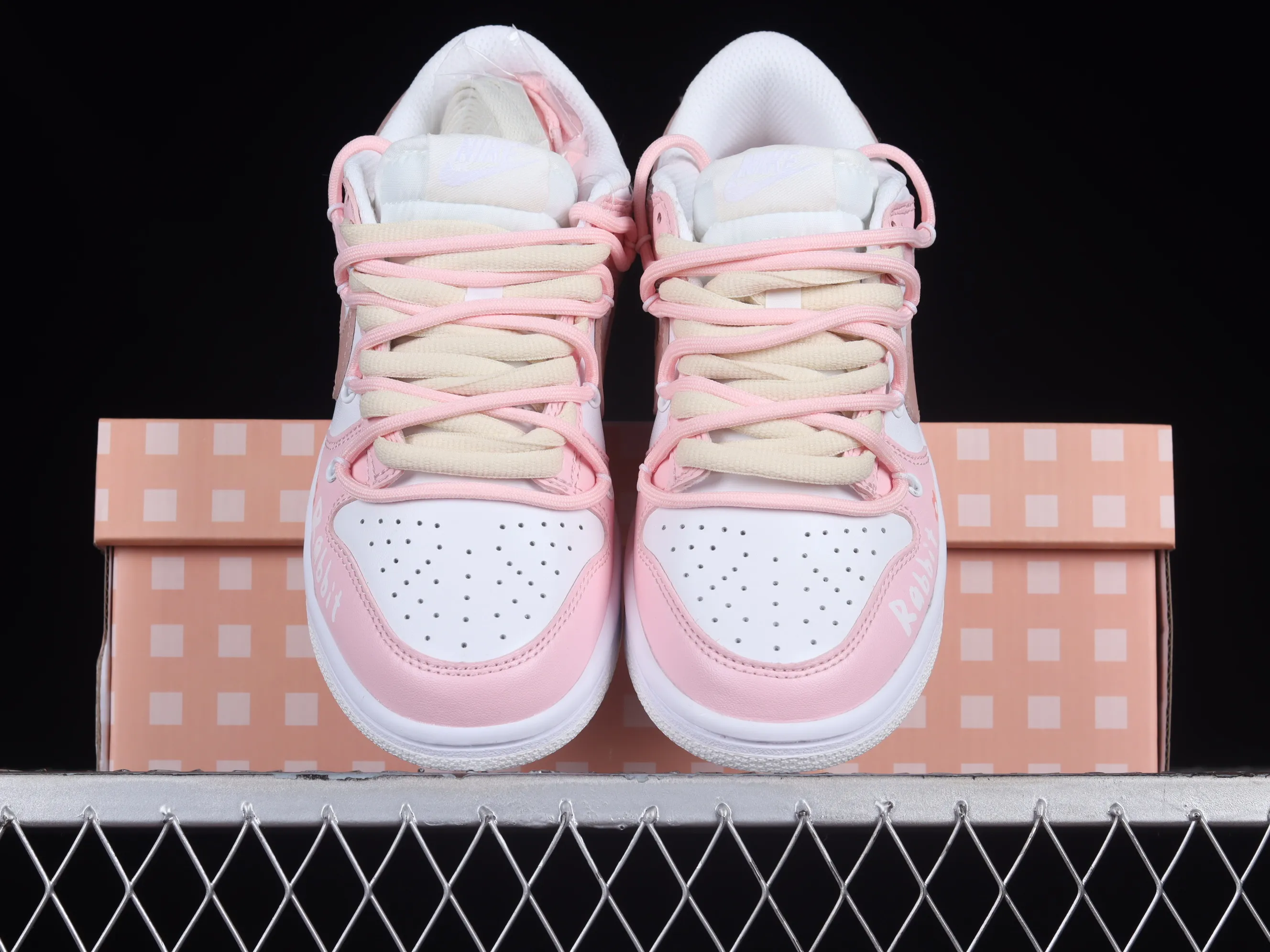 All categories Nk SB Dunk series Nk SB Dunk Low low-top sneakers Nk Dunk Low Year of the Rabbit limited edition Cute girly pink customized version of deconstructed strap casual sneakers DH9765-100